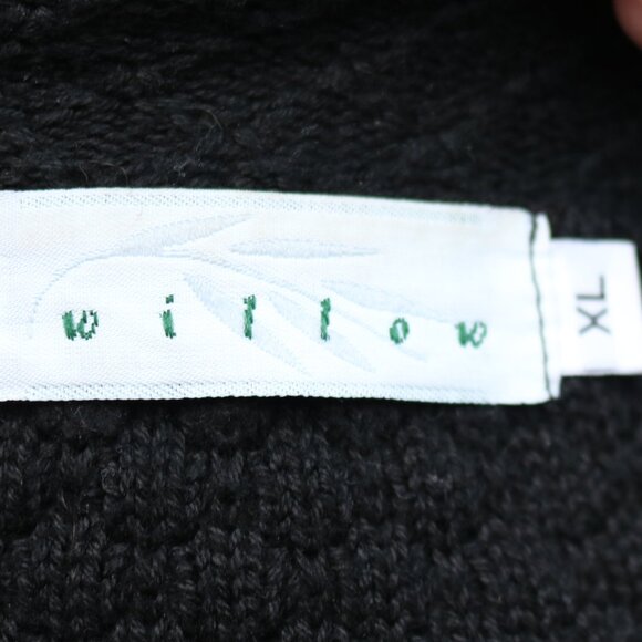 Willow USA Black Cotton Large Button Collared Cardigan Sz XL - Picture 5 of 6